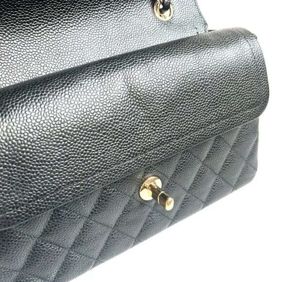 Chanel Small Classic Black Grained Calfskin & Gold-Tone Metal Handbag - Picture 11 of 16